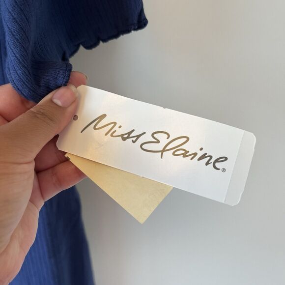 Vintage Miss Elaine Intimates House Dress Nightgown Blue 100% Size Small NWT's - Picture 5 of 8